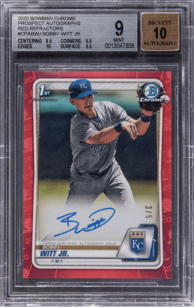 2020 Bowman Chrome 1st Red Refractor Autograph Card of Bobby Witt Jr.